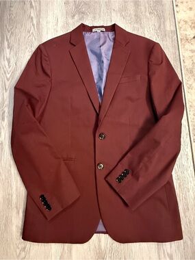 Express Blazer Mens 36S Burgundy Slim Fit Photographer 2 Button Stretch RN-55285